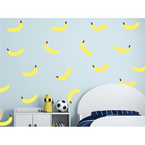 64pcs Yellow Bananas Wall Decals for Kids Room Removable Vinyl Wall Art Baby Room Decor Murals RS375 (Yellow)