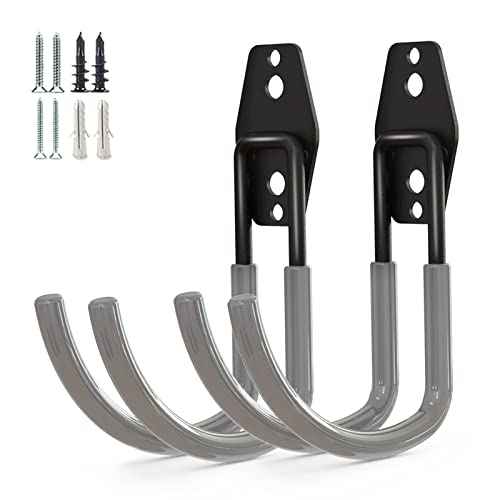 Garage Storage Utility Hooks£¬Garage Garden Tool Organizer£¬Steel Wall Mount Hooks, Large Garden U Hooks £¨2 Pack£© (Type-2-Gray)
