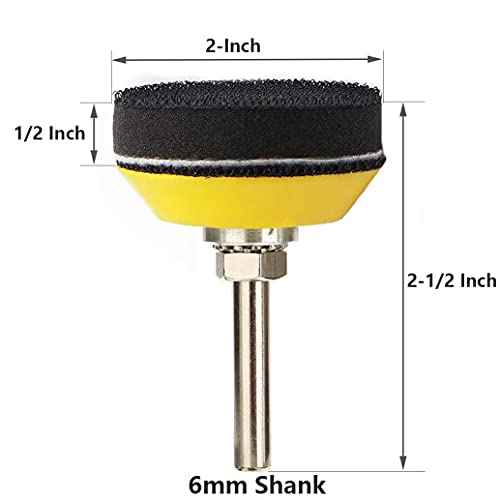 Yakamoz 2 Set 2-Inch Hook and Loop Sanding Backing Pad with Soft Foam Layer Buffering Pad for Drill Air Die Grinder Sander Rotary Tool, 1/4" Shank Adapter Included