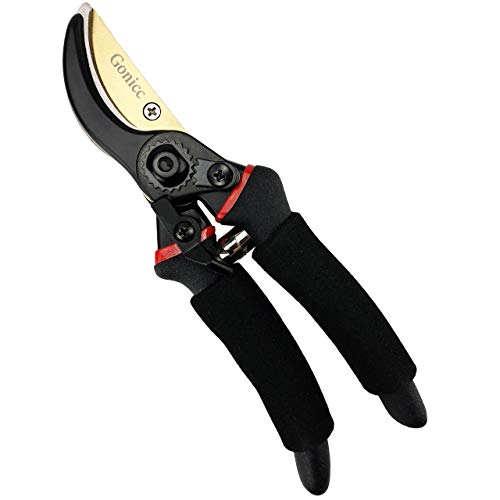 Gonicc 8-Inch Premium Titanium Bypass Pruning Shears - Golden Version