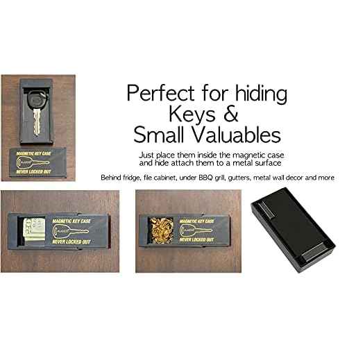 2 Hide A Key Magnetic Under Car Spare Key Holder So You Never Locked Out of Home Shed RV Boat Truck Office Storage Large ABS Case Key Hider Small Valubles Premium Magnet By ALAZCO