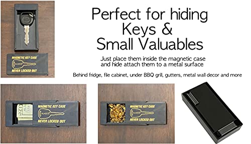 ALAZCO Magnetic Under Car Key Holder - Hidden Spare Key Case, Weatherproof ABS, Large Size for Valuables and Keys