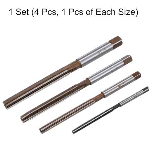 uxcell 4pcs Hand Reamers Set 1/8" 3/16" 1/4" 5/16" H8 Alloy Steel Reamer Bit Straight Flutes Steel Cutting Tool for Metal Wood Hole Reaming