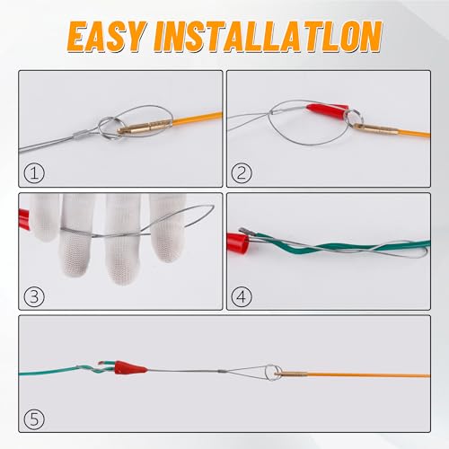 22FT Fiberglass Wire Fishing Rod Kit for Cable & Wire Pulling with Attachments