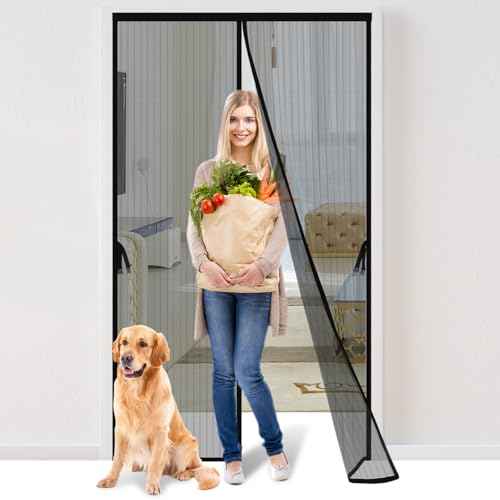Magnetic Screen Door - Fits Door Opening 36 x 82 in, Actual Screen Size 38"x83", Hands Free Mesh Partition,Heavy Duty Curtain Keeps Bugs Out, Frame Hook & Loop, Pet and Kid Friendly