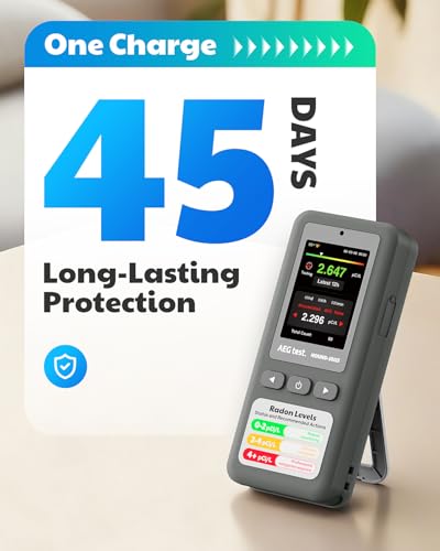 AEGTEST HOUND-1011S Portable Radon Detector Grey - Home Safety Monitor with Alarms