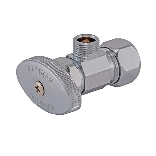 Eastman Multi-Turn Angle Stop Valve with Nut & Sleeve, Chrome, 3/8 in x 5/8 in