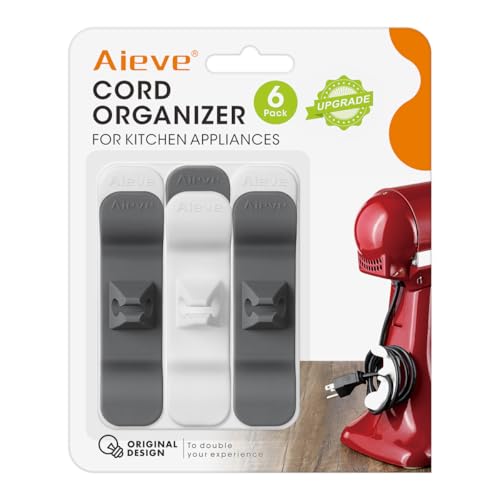AIEVE Dark Grey & White Cord Organizer for 6 Kitchen Appliances – 6 Pack