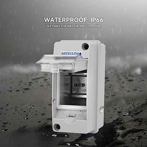 MOLLOM 2-Way Circuit Breaker MCB Distribution Box Waterproof IP65 60x95x125mm