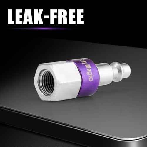 RayMagic Industrial-Grade 1/4" Swivel Air Plug, 2-Pack 360¡Æ Swivel Steel Plug, 1/4-Inch NPT Female 18-Threads, Air Hose Fittings(Purple)