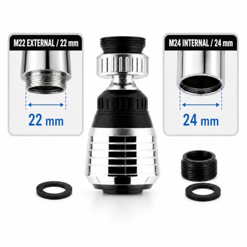 Water-Saving 360° Swivel Faucet Aerator for Kitchen Sink - Dual Spray Nozzle Adapter
