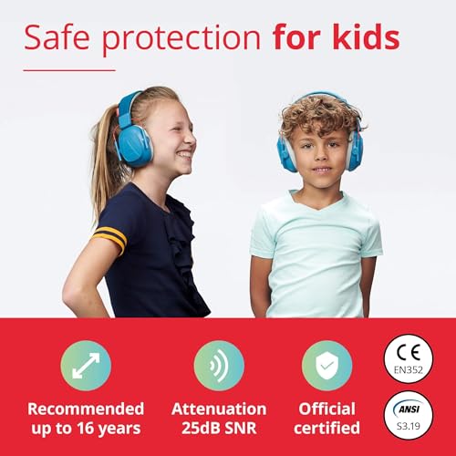 Alpine Kids Ear Muffs Blue 3-16 Years Hearing Protection Noise Cancelling