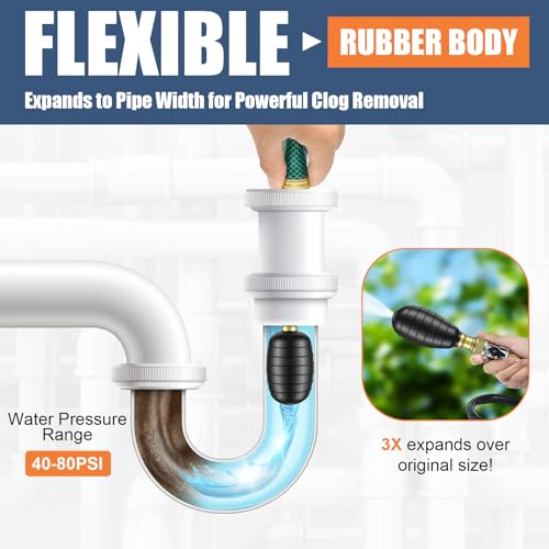 Fosenlion 3-Piece Drain Bladder Kit for Clogged Pipes and Drains