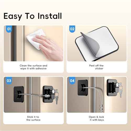2 Pack Refrigerator Door Locks, Child Proof Fridge Lock for Kitchen Freezer, Cabinets and Drawers, Air Oven Air Fryer, Closets, Windows, Doors-No Tools Need or Drill (Patent)