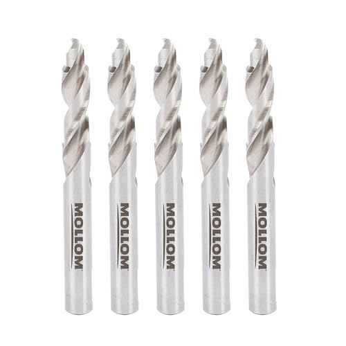 MOLLOM Stepped Pilot Drill Bits 5Pcs for Carbide Hole Saw, Center Drill bit for Metal, Steel, Iron, Wood, Plastic