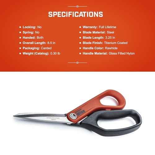 Crescent Wiss 8-1/2" Stainless Steel All Purpose Tradesman Shears - Industrial Heavy Duty Utility Shears/Scissors for Cutting Leather, Wire, Cardboard - CW812S