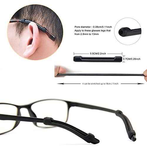 Glasses Ear Cushion-Anti-Slip Eyeglasses Ear Grips Sleeve-Silicone Soft Glasses Ear Hook Holder For Men Women Kids Sports Study and Work (BLACK,6pairs)