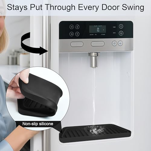KindGa 2 Pack Refrigerator Drip Tray - Black, 8.2x3.1" / 7.4x2.8" Adjustable Anti-Slip