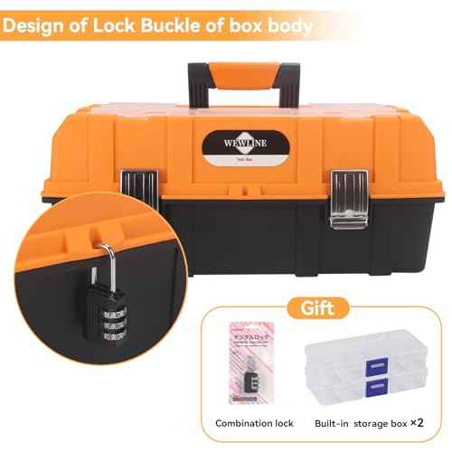 16.5-Inch Tool Box Organizer 3-Layer Multiplication Plastic Storage Toolbox with Portable Handle Perfect for Home Office Car Trunk Fishing