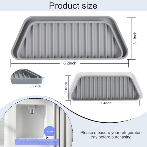 KindGa 2 Pack Refrigerator Drip Tray - Rectangular Grey, 8.2 x 3.1 / 7.4 x 2.8 in