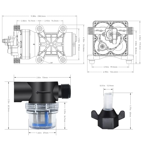 110V Water Pressure Booster Pump 5.5GPM 75PSI for RV, Home, Garden, Marine