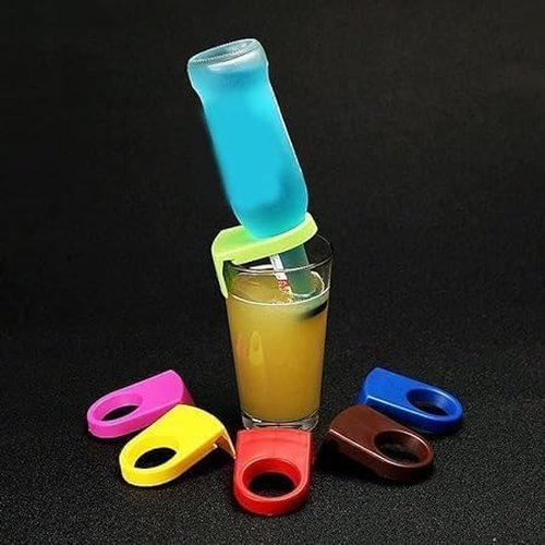 5 Pcs Random Colors Beer Snap Plastic Drinking Clips, Bar Mini Beer Bottle Holder Clips, Home Kitchen Birthday Party Bar Mini Beer Bottle Holder Clips, Wine Cocktail Goblet Glass Cup Edge Snap