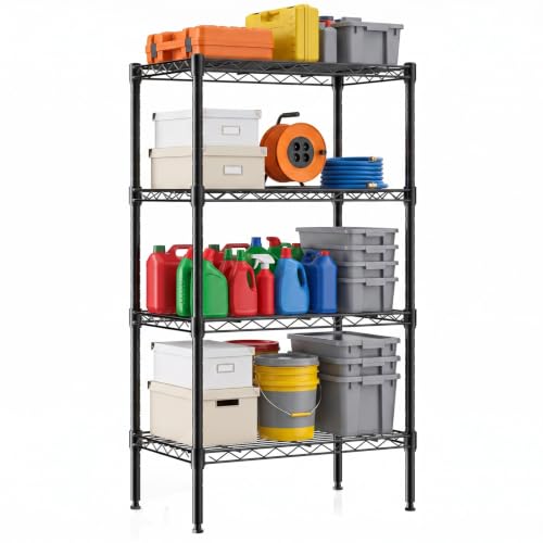 DUMOS 4-Tier Metal Storage Shelving Unit - Heavy Duty Adjustable Wire Rack, 23.3" Wide