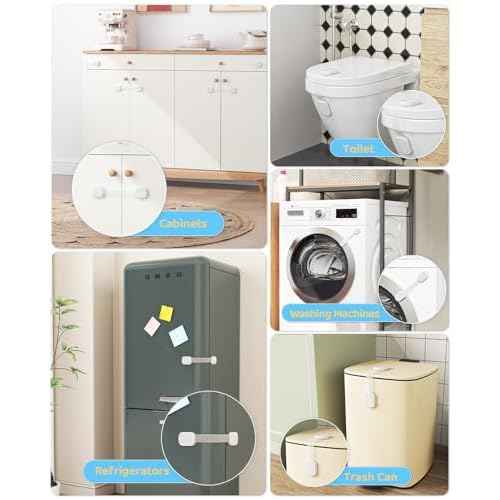 10 Pack Cabinet Locks Baby Proofing, Child Proof Cabinet Locks with 3M Adhesive - Easy Installation with Adjustable Straps, Multi-Purpose Child Safety Latches for Drawers Fridge Trash Cans Toilets