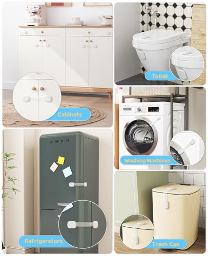 White 10 Pack Baby Safety Cabinet Locks - Childproof Drawer & Appliance Latches