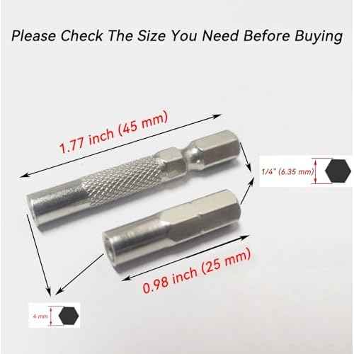 1/4 to 4mm Bit Adapter, Hex Screw Driver Bit Adapter Magnetic,6.35mm Outside To System 4mm Inside Micro Bit Drill Extension Socket Shank for Precision Bits Set Screwdriver Converter (12)