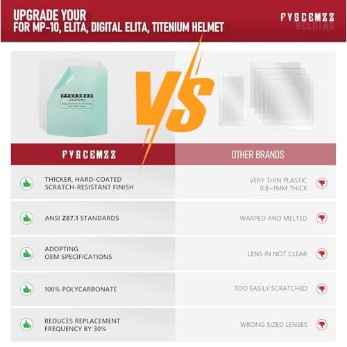 6PCS - 216326 MP-10 Elita Titenlum Front Outside Replacement Welding Helmet Clear Lens Cover