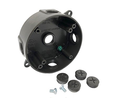 Sealproof Bronze Weatherproof Round Electrical Outlet Box with 5 Holes 1/2-Inch