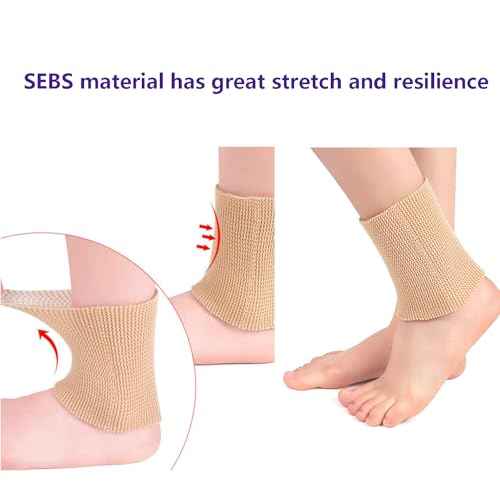 Ankle Gel Sleeves with Cushion Support Elastic Sleeves for Ice Skating, Hockey, Hiking Nude Color Non-Slip 1 Pair