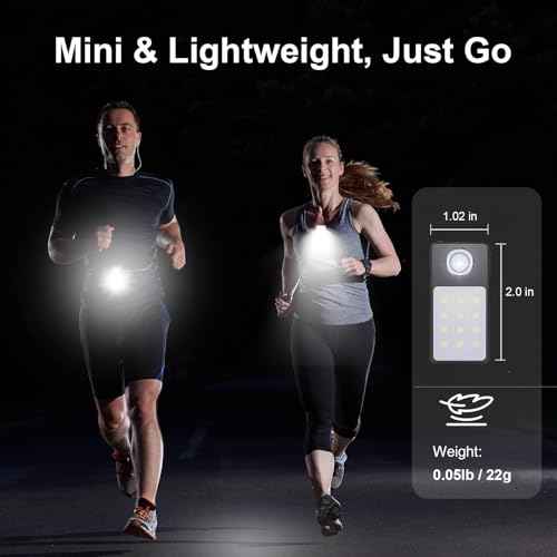 Tubasion Clip On Running Light with 3 Modes, USB-C Rechargeable Running Lights for Runners, IPX7 Waterproof EDC Flashlight for Jogging, Cycling, Working, Dog Walking, Camping and Safety Warning