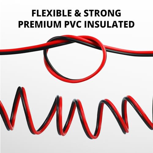 NAOEVO 10 Gauge 2 Conductors Electrical Wire 50ft Red & Black CCA