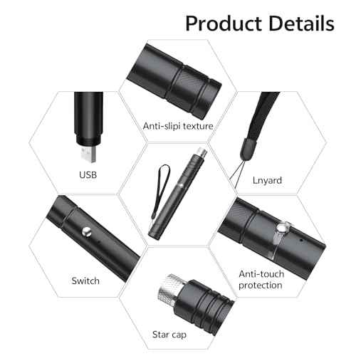 [Professional] Rechargeable Green Laser Pointer High Power Green Beam Light Long Distance Range for TV/LED/LCD Screens Tactical Flashlights Presentation Office/Classroom/Outdoors [203] (1)