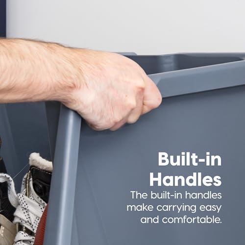 IRIS USA Open Front Storage Bins, Jumbo, Heavy Duty Garage Storage, Stackable Storage Bins, Tools Hardware Hose Household Product Sporting Goods, Wide Open Front, Interlocked Secure Stacking, Gray