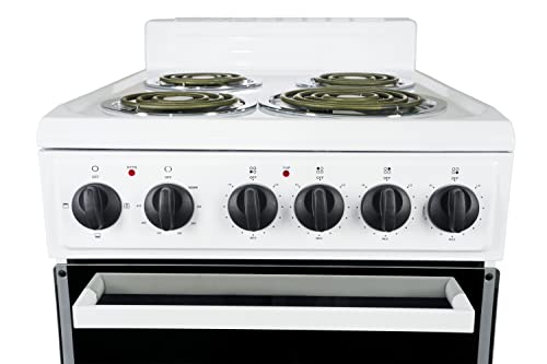 White 20-Inch Premium Levella Electric Range with 4 Coil Burners & 2.2 Cu Ft Oven