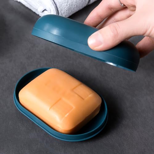 4Pcs Plastic Soap Dishes with Lids - Bathroom & Kitchen Soap Holders, 11.5 x 7.2 cm