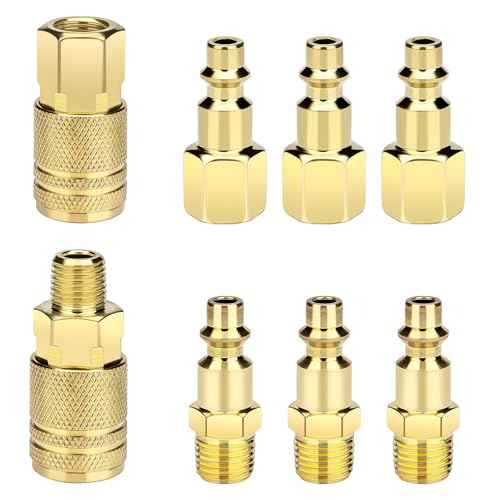 8 Pack Air Hose Fittings 1/4-Inch NPT Quick Connect Air Compressor Fittings, Universal Air Coupler and Industrial Plug Kit (8)