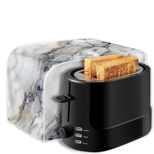 NETILGEN 4 Slice Toaster Dust Cover – Grey White Marble, 12.4 x 10.6 x 8.2 inches