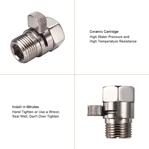 ChuangTim Brushed Nickel Water Flow Control Valve for Shower, 1/2" Brass Shut Off Regulator