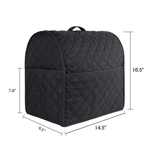 Stand Mixer Cover for Bowl Lift 5-8 Qt, Kitchenaid Tilt-Head & Bowl Lift, 3 Pocket Bag Organizer, Waterproof, Easy-Clean (Black)