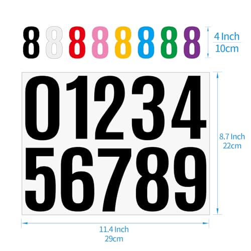 YTPZCL Black 4 Inch Vinyl House Number Stickers - Self-Adhesive Outdoor Labels, Waterproof & Durable, 6 Sheets