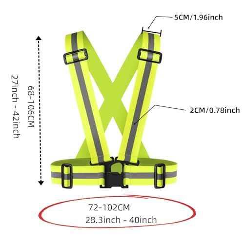 High Visibility Reflective Vest for Running at Night, Adjustable Safety Vest for Men Women, Lightweight Breathable for Jogging Cycling Walking