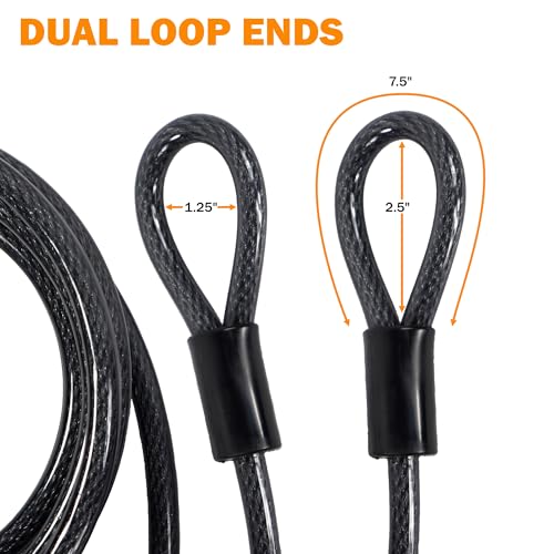 Lumintrail 7-FT Heavy-Duty Vinyl-Coated Steel Security Cable 12mm