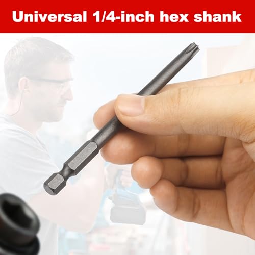 11Pcs Security Torx Bit Set - Magnetic Star Screwdriver Bits Set with S2 Steel T6-T40, 1/4 Hex Shank, 4 Inch Length for Deeper Work, Tamper Proof Torque Security Bits