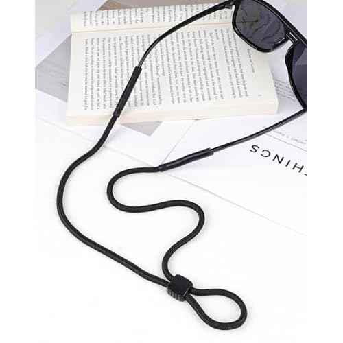 BILIONE Braided Glasses Strap, Eyeglasses & Sunglasses Lanyard Cord for Men Women, Black Eye Glasses Holders Around Neck for Sports, Adjustable Eyewear Retainer Safety String Rope, Pack of 3