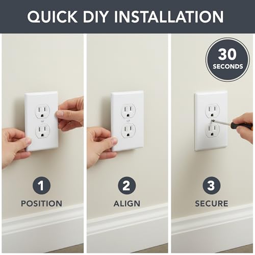 Bates Choice Duplex Wall Outlet Receptacle Wall Plate - White, 4.5 x 2.75 inches, Pack of 12 - Standard Size