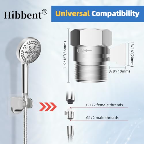 Hibbent 0.5 Inch All Metal Shower Head Flow Control Valve Chrome Model 1
